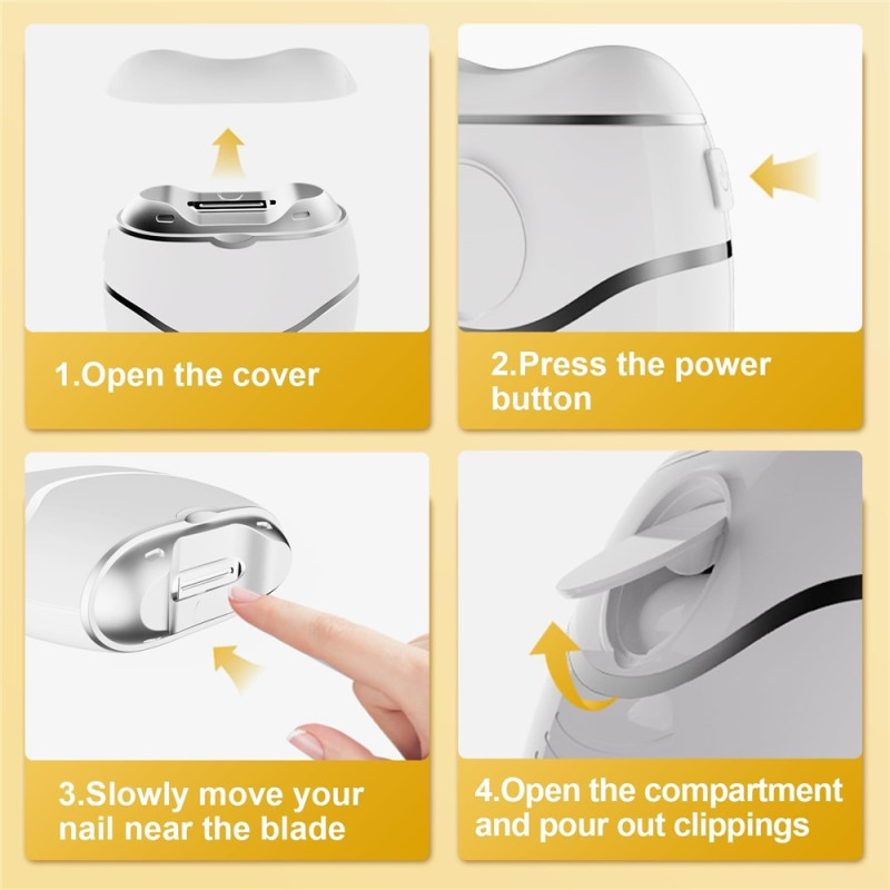 Automatic Electric Nail Clipper Multifunctional Nail Clipper - White + Silver