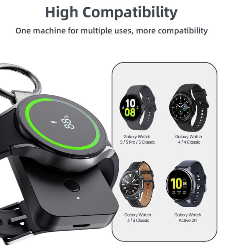 QI Powerbank to Samsung Galaxy Watch 5 4 3/Watch 5 Pro/Watch4 Classic/Active2/Gear S2 Classic