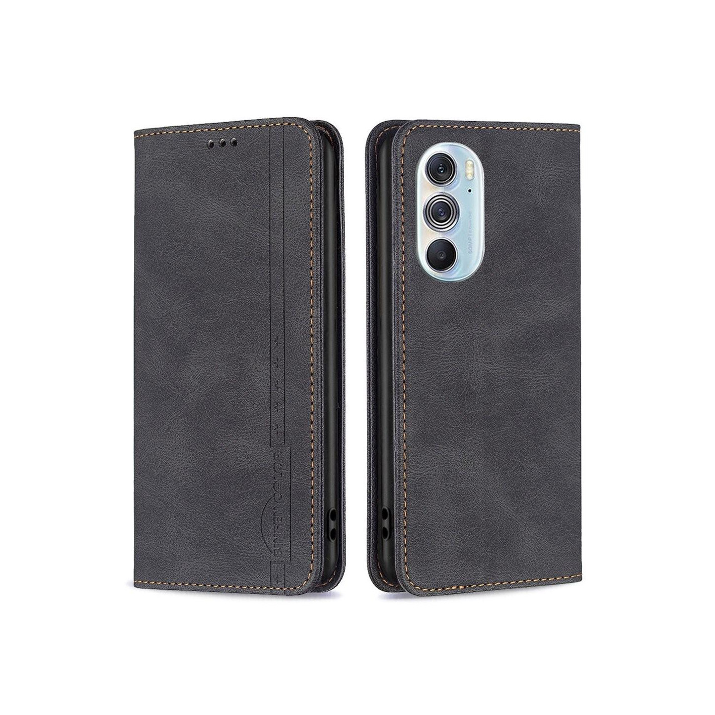 Wallet Stand Phone Case for Motorola Edge 30 Pro - Black
