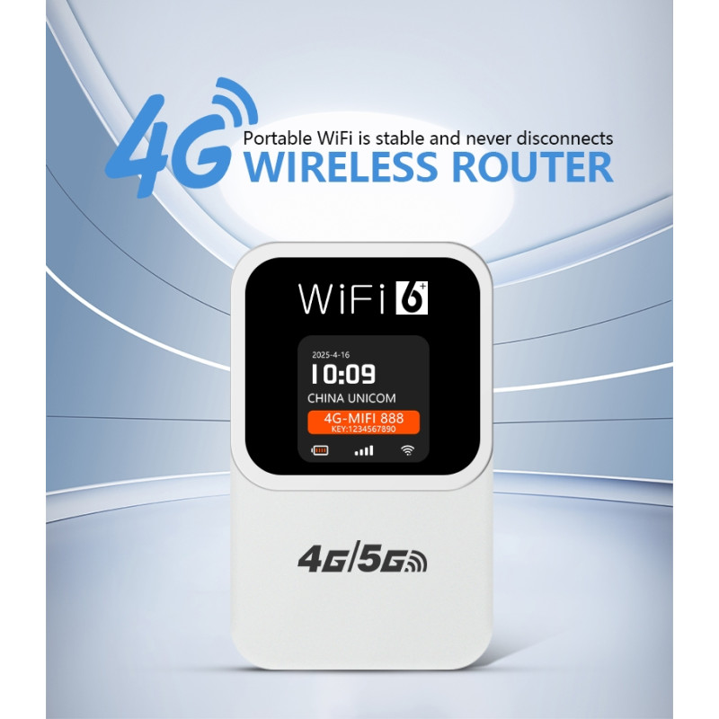 4G WiFi-reititin, aika- ja päivämääränäyttö, 300 Mbps WiFi6 -mobiilihotspot Euraasiassa