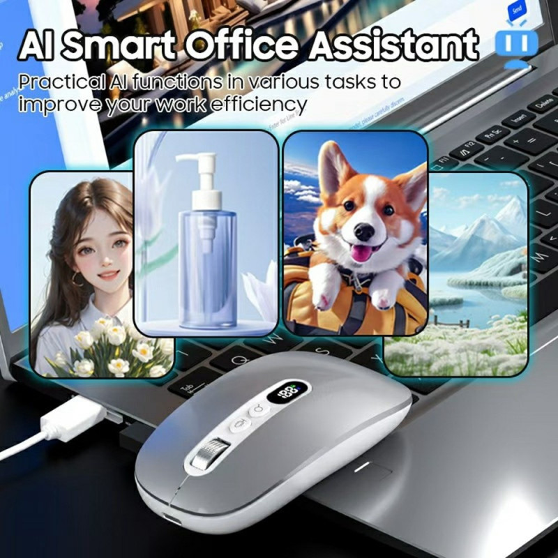 Computer Mouse Wireless Mouse AI Smart Voice Mouse 2.4G Bluetooth Triple Mode Silent Computer Mouse