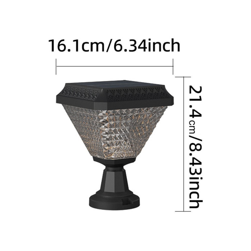 Solar powered outdoor lamp lighting garden fence pillar remote control