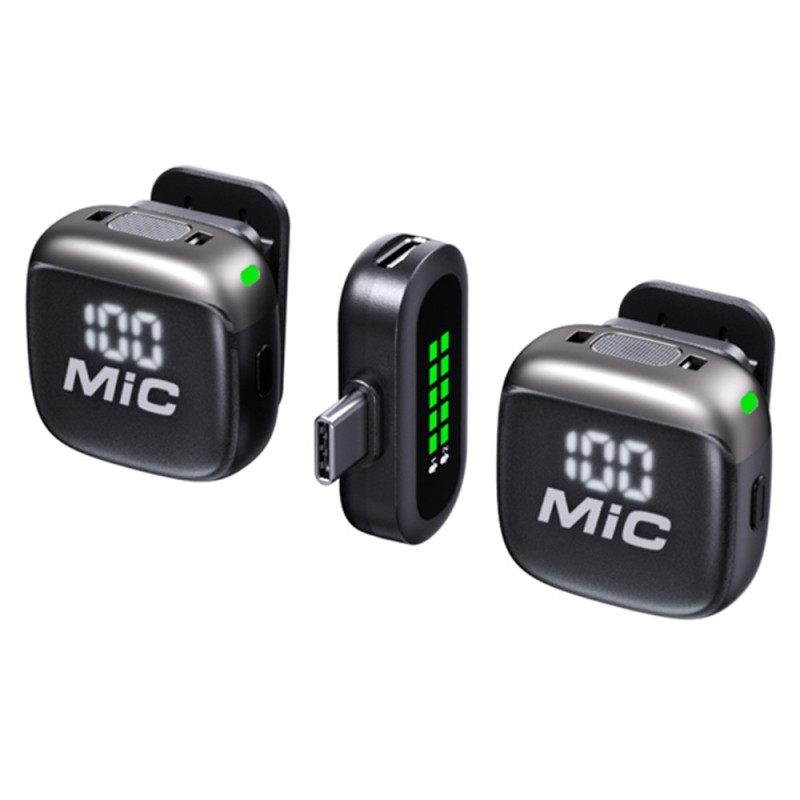 Microphone Double Set lavalier noise reduction USB-C 2 microphones + 1 receiver