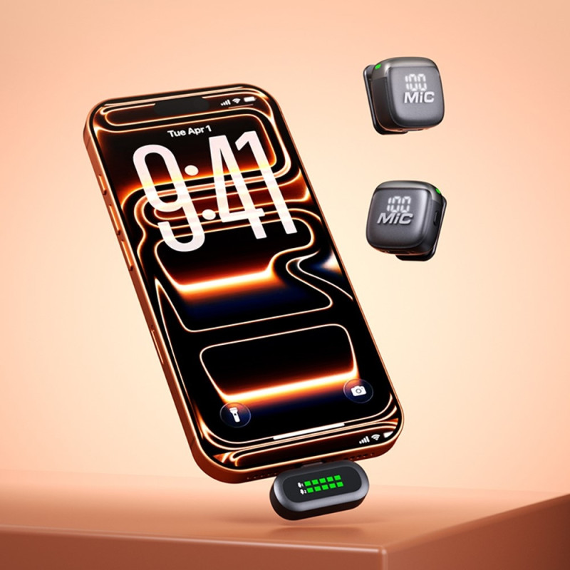 Mikrofon dobbelt sæt lavalier støjreduktion USB-C 2 mikrofoner + 1 modtager