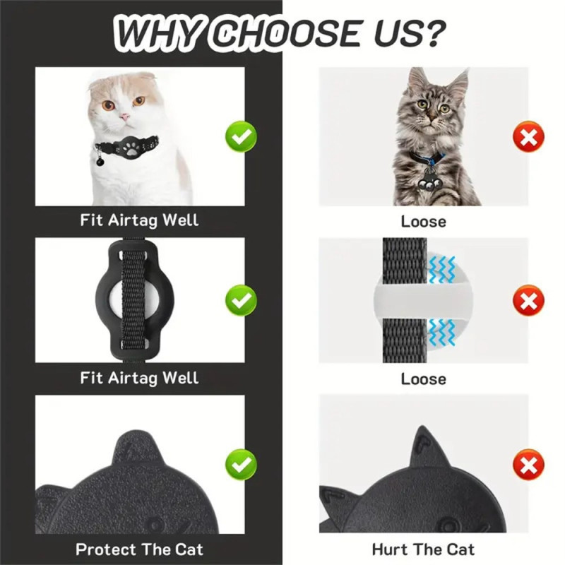 For AirTag Locator Silikonetui GPS Tracker Halsbånd Kjæledyr Katt Hund Klokke