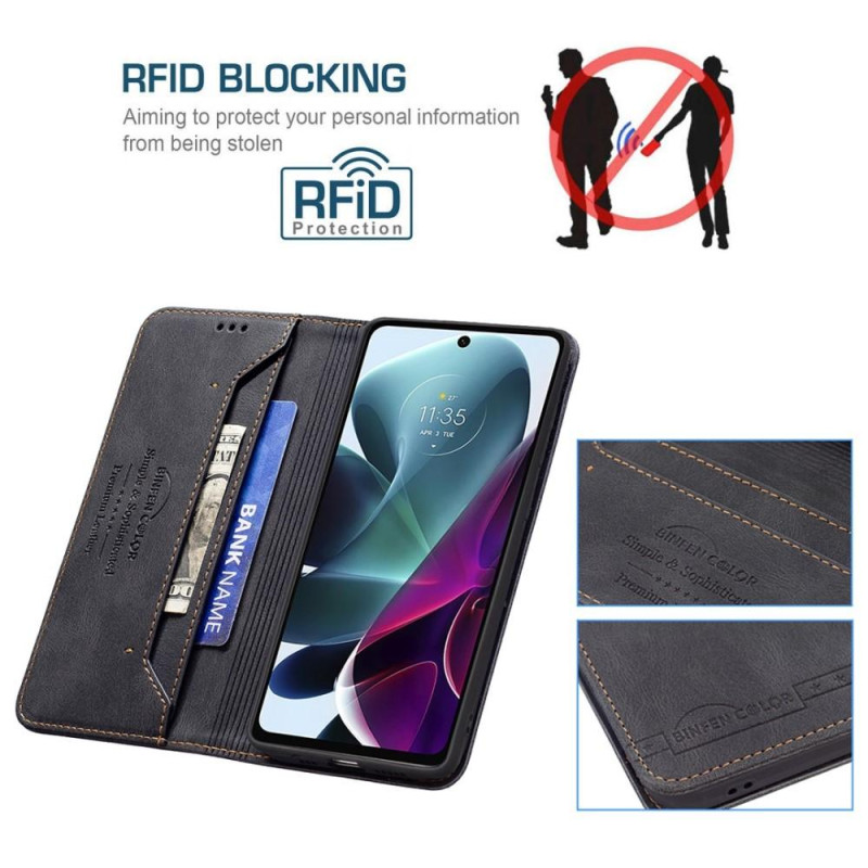 Lompakkoteline Puhelinkotelo Motorola Edge 30 Prolle - Musta