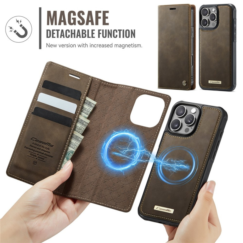 CASEME För iPhone 16 Pro Max Plånboksfodral Magnetisk Avtagbar RFID Skydd 