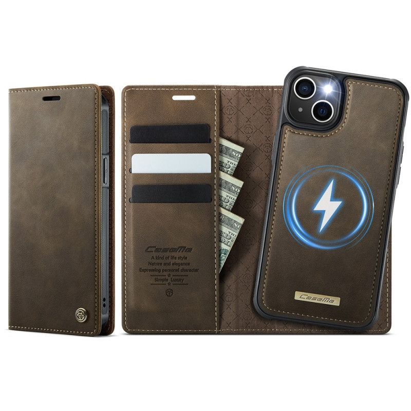 CASEME Til iPhone 15 Lommebokdeksel Magnetisk Avtakbar RFID Beskyttelse - Coffee
