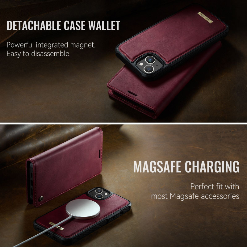 CASEME For iPhone 15 Wallet Case Magnetic Detachable RFID Blocking 