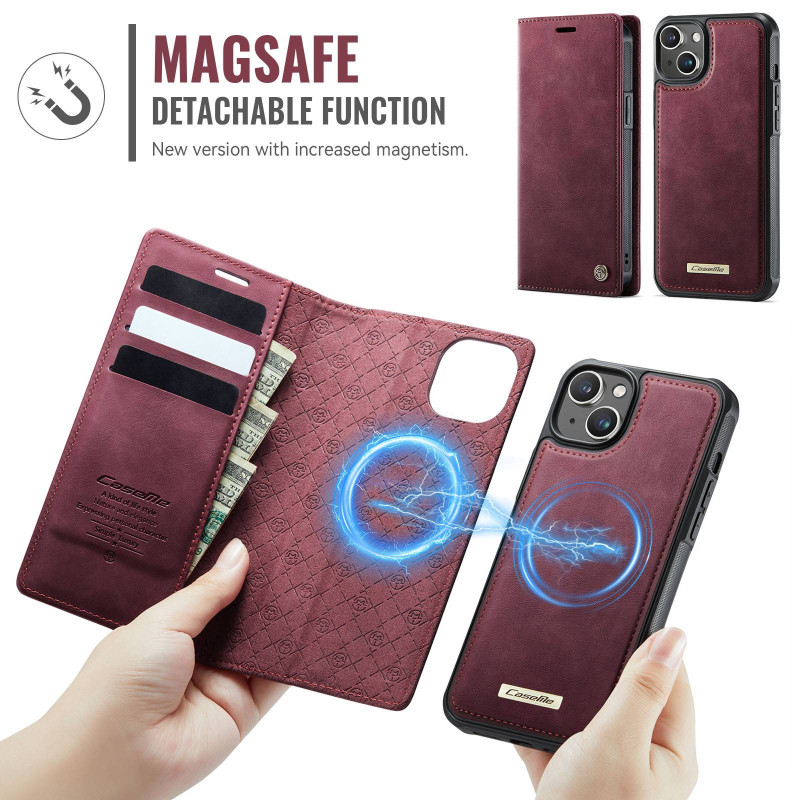 CASEME Til iPhone 15 Pungcover Magnetisk Aftagelig RFID Beskyttelse 