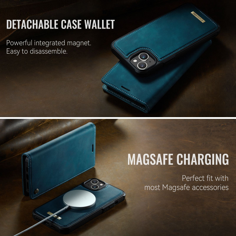 CASEME Til iPhone 15 Lommebokdeksel Magnetisk Avtakbar RFID Beskyttelse 