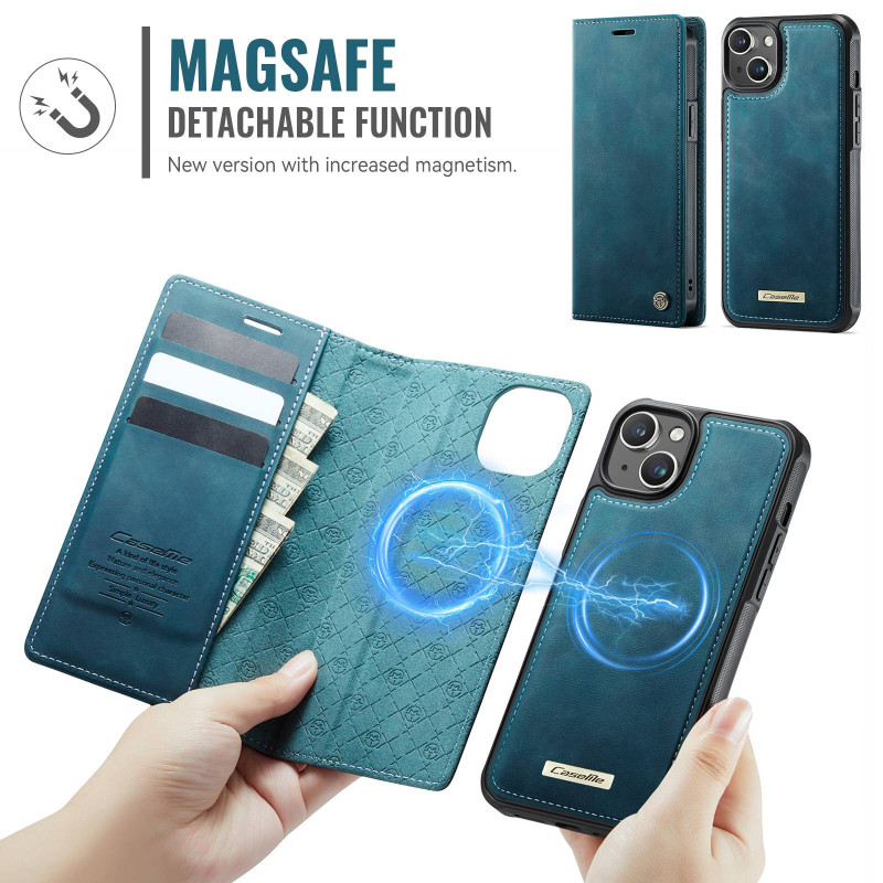CASEME Til iPhone 15 Lommebokdeksel Magnetisk Avtakbar RFID Beskyttelse 