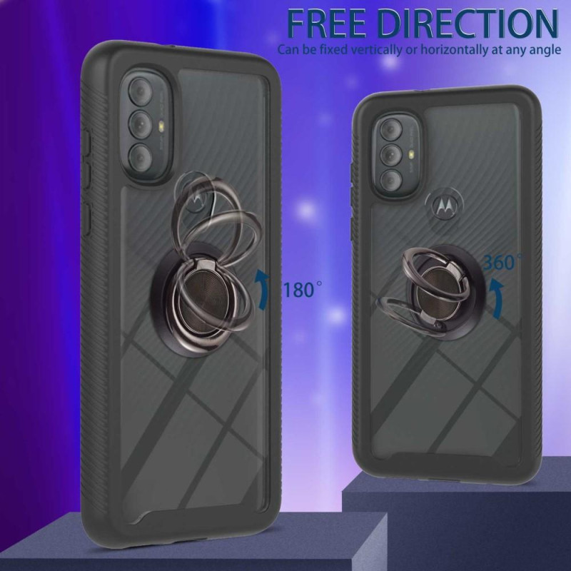 YB PC Series - 5 til Motorola Moto G Power (2022) /G Pure PC+ TPU stødsikker telefontaske med ringholder Kickstand - Sort