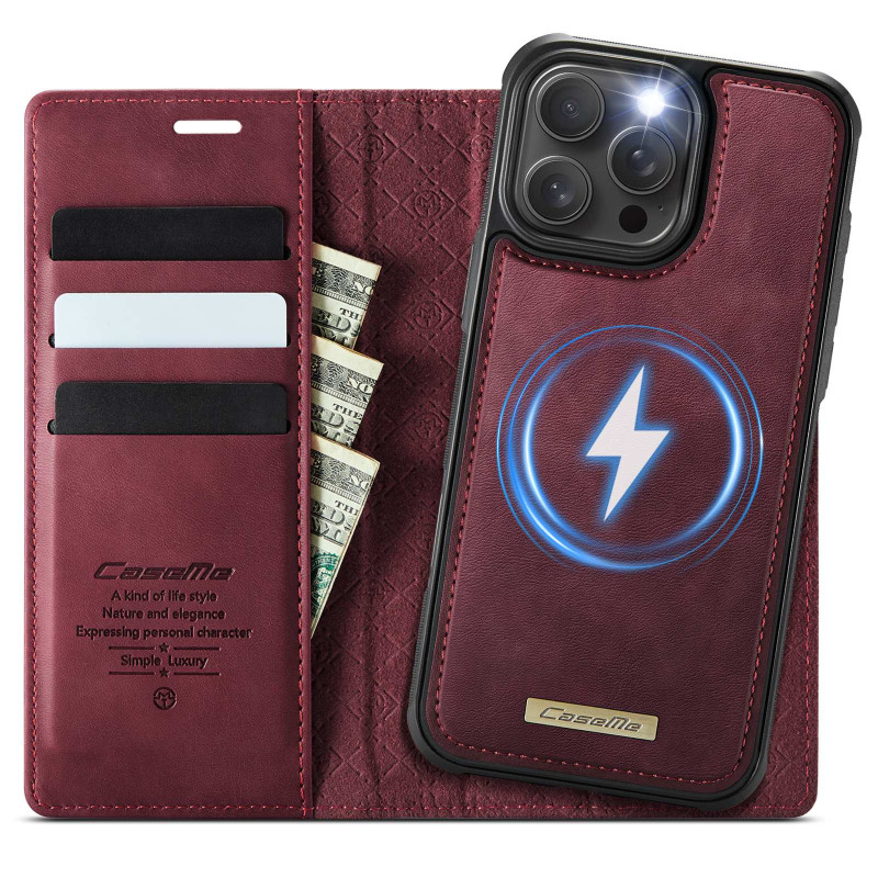 CASEME For iPhone 15 Pro Wallet Case Magnetic Detachable RFID Blocking 