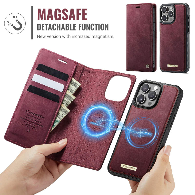 CASEME Til iPhone 15 Pro Pungcover Magnetisk Aftagelig RFID Beskyttelse 