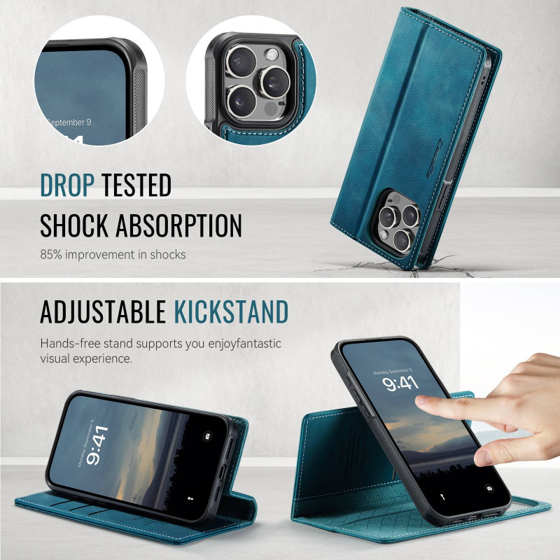 CASEME For iPhone 15 Pro Wallet Case Magnetic Detachable RFID Blocking 