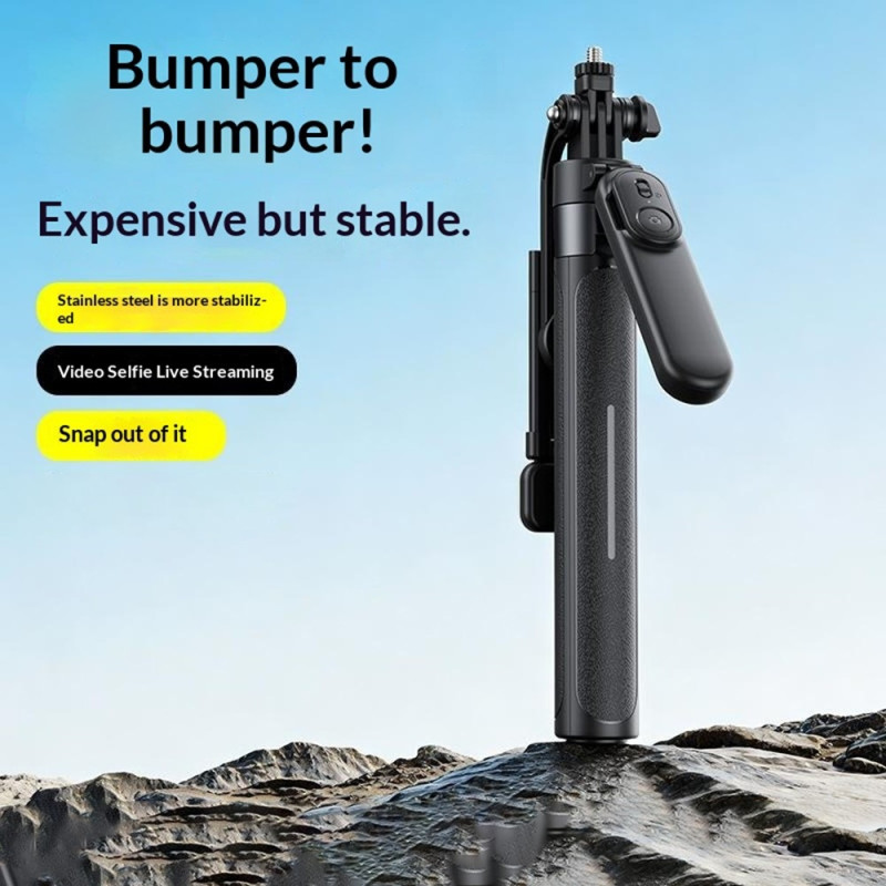 Selfiestang Stick X2 Bluetooth-stativ Fjernkontroll Lyskilde 1,3 m uttrekkbar
