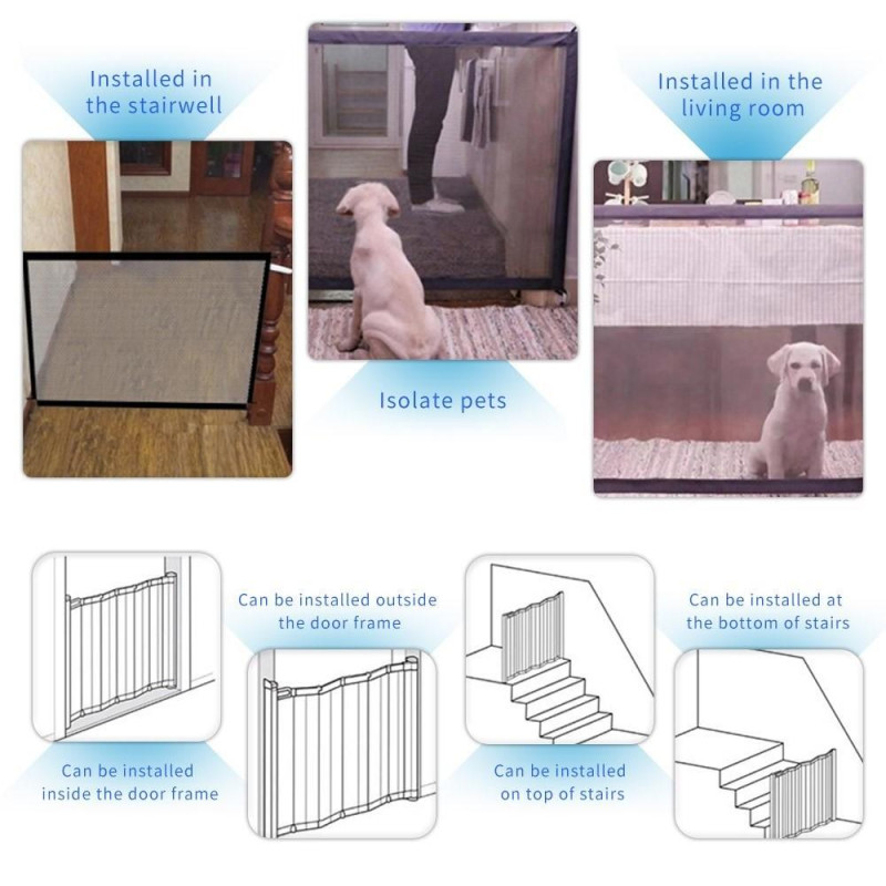 Install Anywhere Portable Folding Dog Cat Pet Safe Mesh Fence - 110*72CM