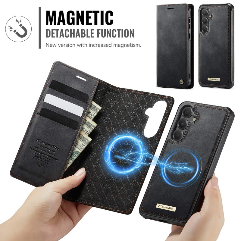 CASEME Til Samsung Galaxy S25 / S24 Pungcover Magnetisk Aftagelig RFID Beskyttelse - Sort