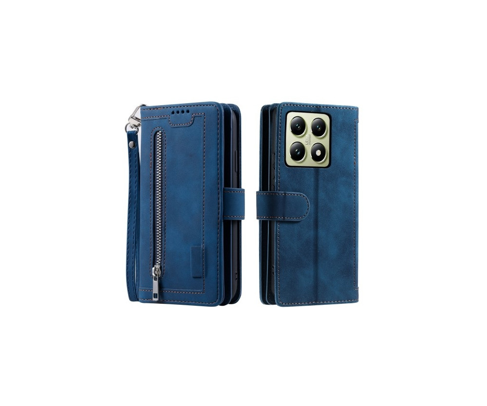 För Xiaomi 14T Pro Fodral med Dragkedja och 9 Kortplatser 