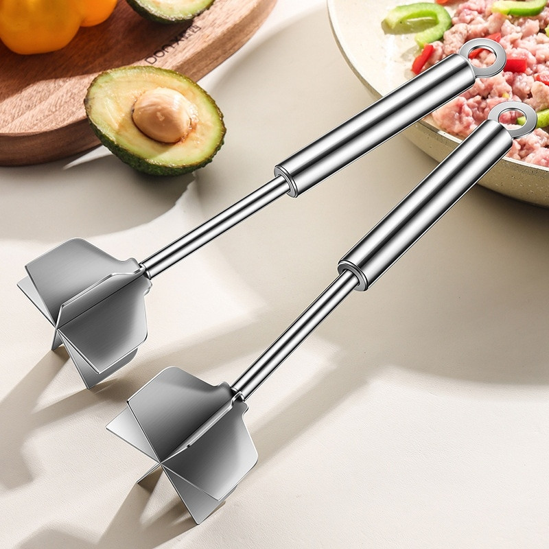 Pusher Pusher Meat Potato Stainless Steel Masher 6 Blades Food Chopper Kitchen Tool