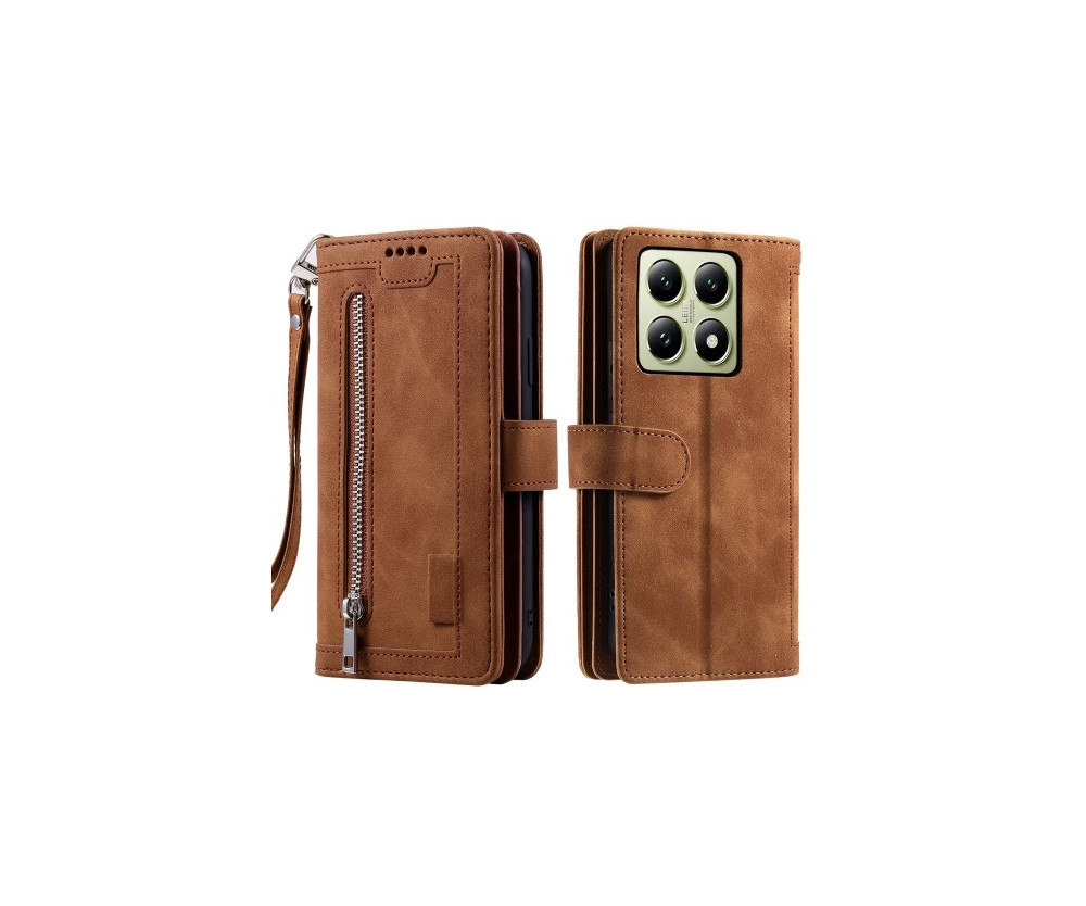 För Xiaomi 14T Pro Fodral med Dragkedja och 9 Kortplatser 