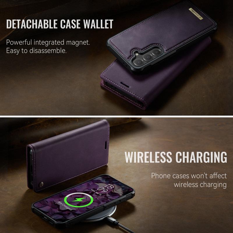 CASEME Samsung Galaxy S25 / S24 Lompakkokotelo Magneettinen Irrotettava RFID Suojaus