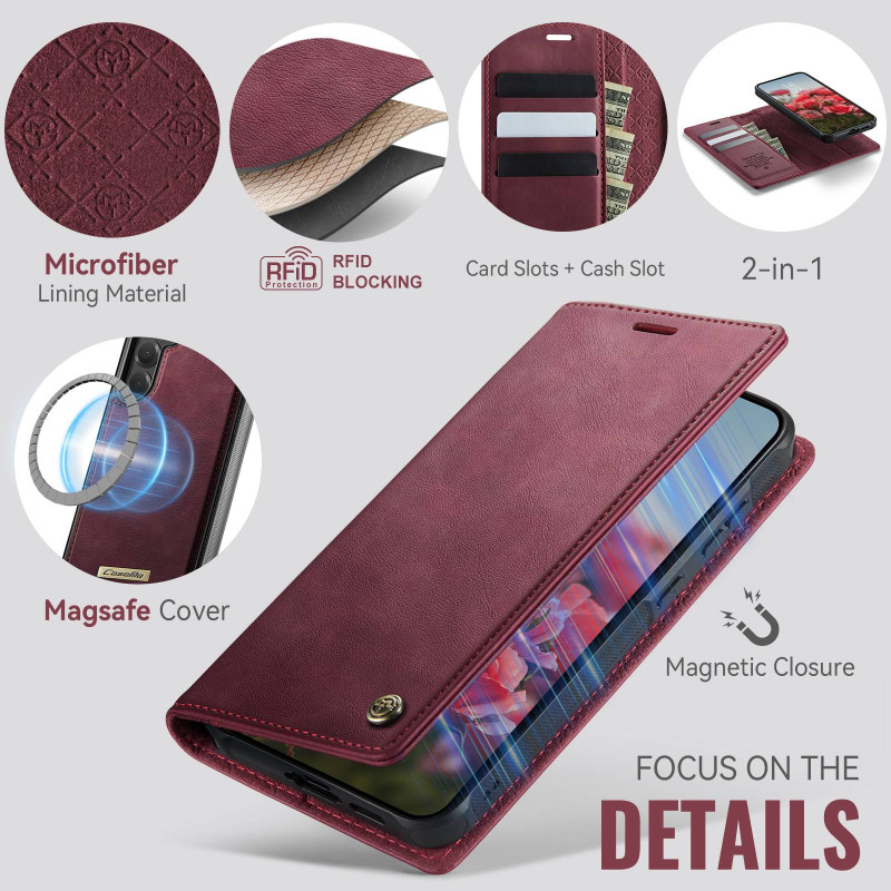 CASEME Til Samsung Galaxy S25 / S24 Pungcover Magnetisk Aftagelig RFID Beskyttelse