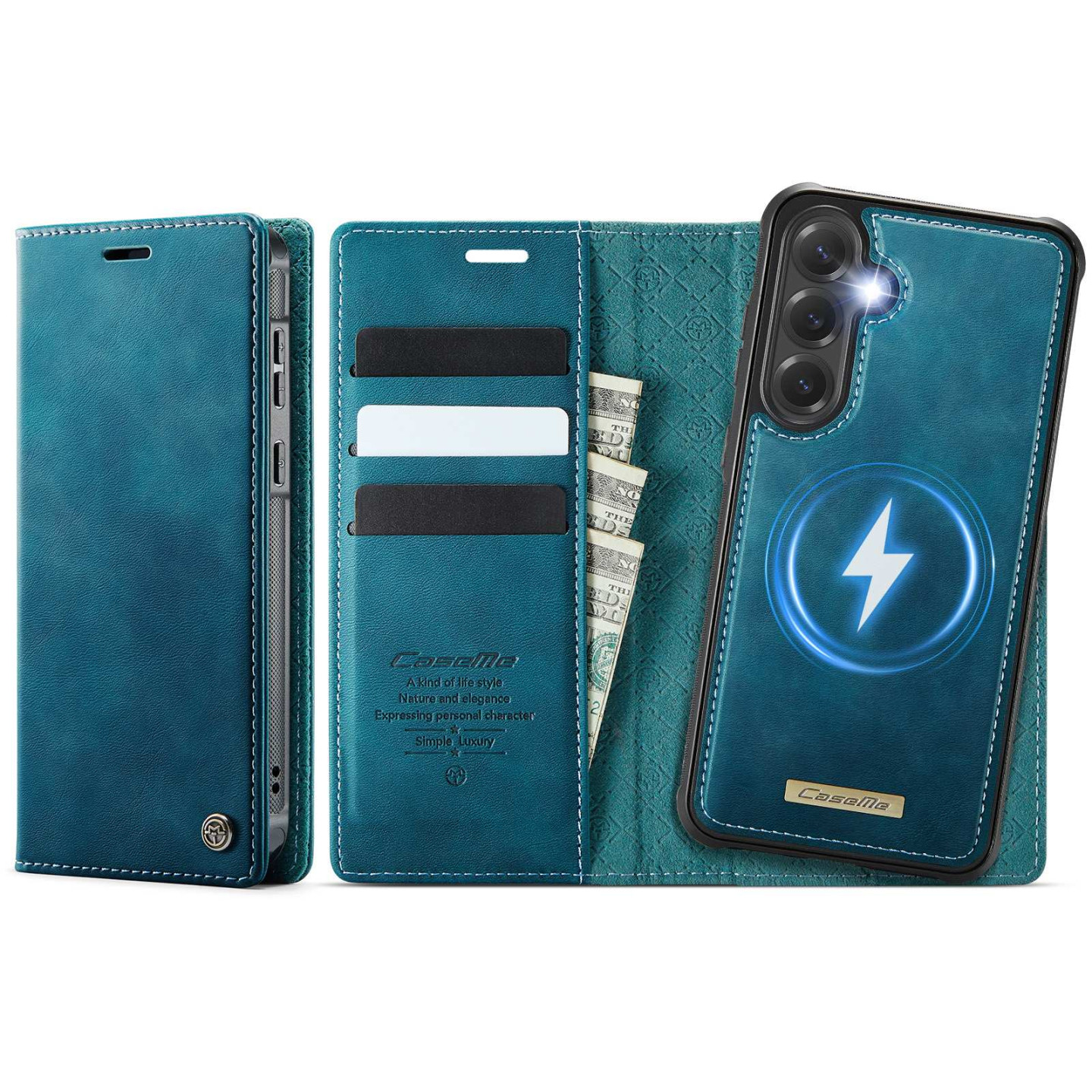 CASEME Samsung Galaxy S25 / S24 Lompakkokotelo Magneettinen Irrotettava RFID Suojaus