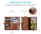 För Xiaomi 14T Pro Fodral med Dragkedja och 9 Kortplatser 