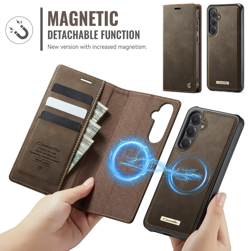CASEME Samsung Galaxy S25+ / Galaxy S24+ Lompakkokotelo Magneettinen Irrotettava RFID Suojaus - Coffee