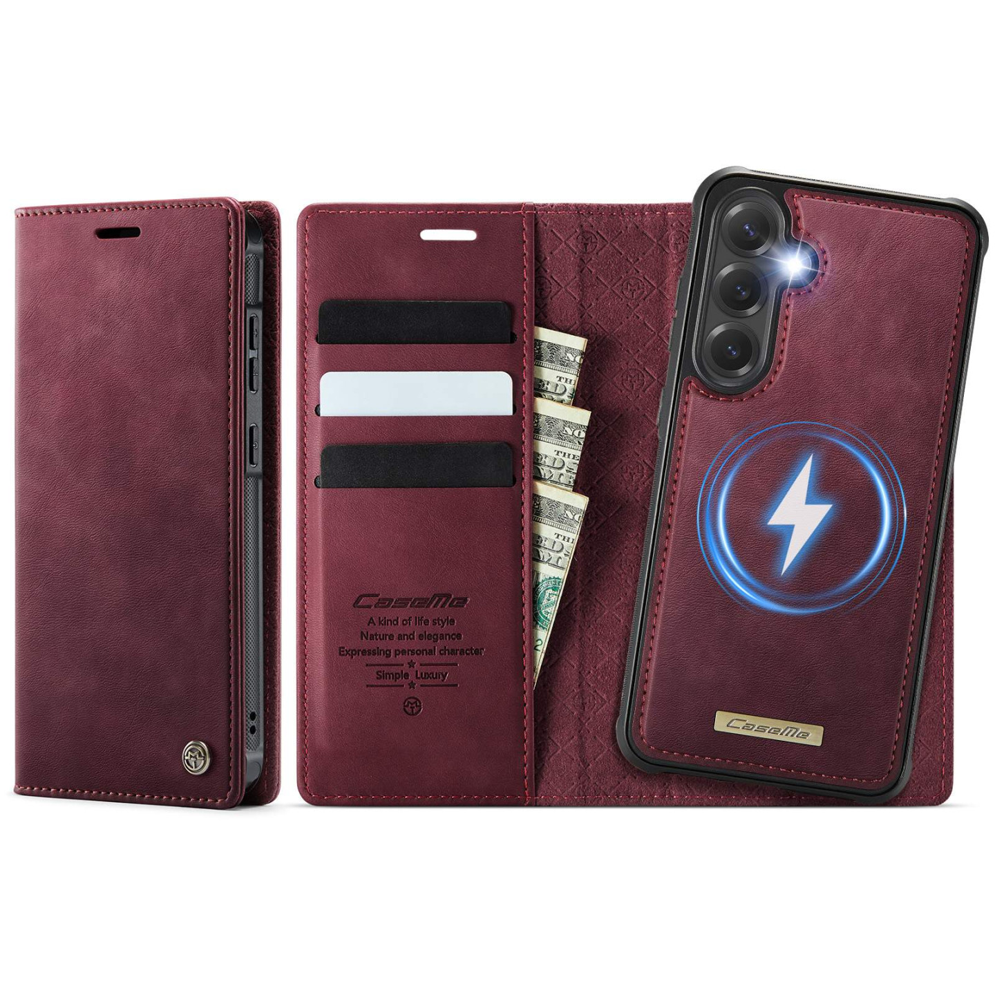 CASEME For Samsung Galaxy S25+ / Galaxy S24+ Wallet Case Magnetic Detachable RFID Blocking