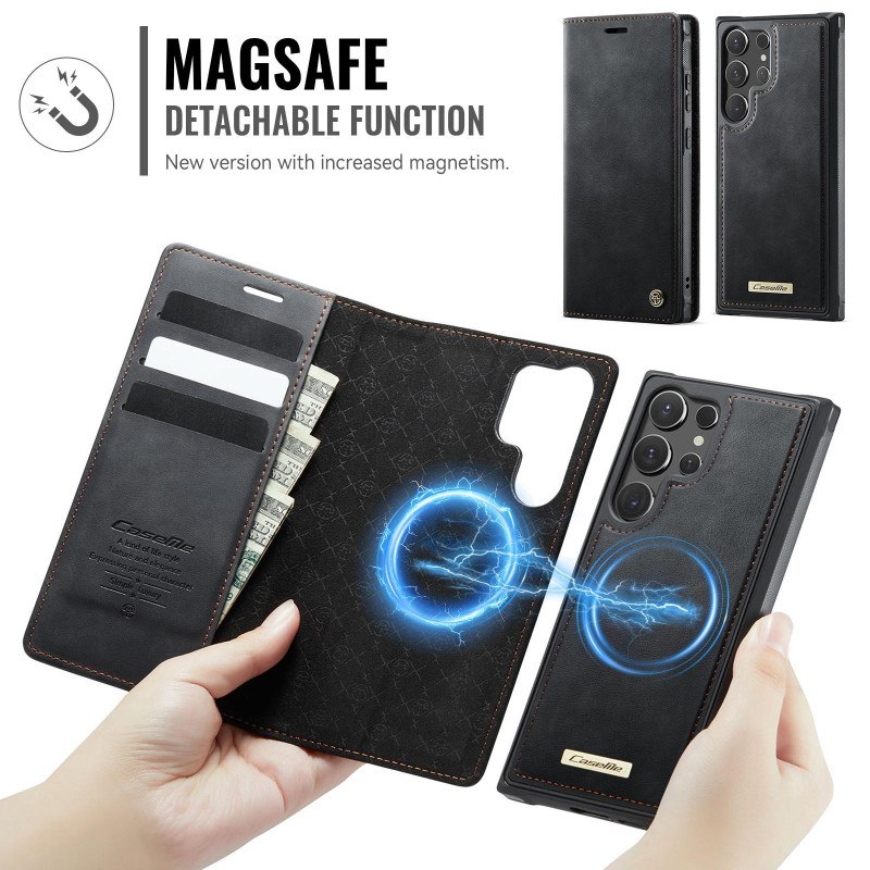 CASEME Samsung Galaxy S24 Ultra Lompakkokotelo Magneettinen Irrotettava RFID Suojaus - Musta