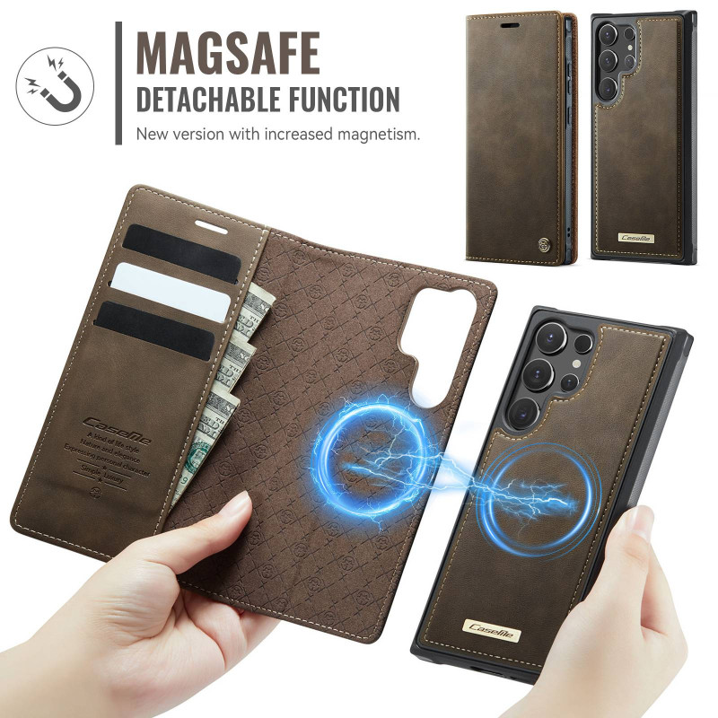 CASEME For Samsung Galaxy S24 Ultra Wallet Case Magnetic Detachable RFID Blocking - Coffee