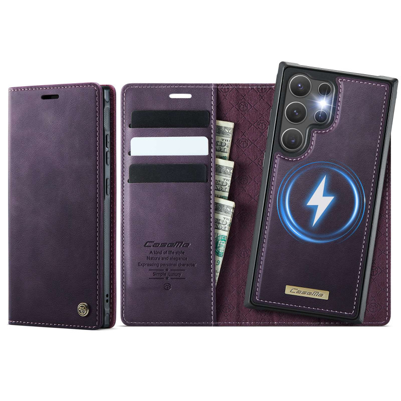 CASEME För Samsung Galaxy S24 Ultra Plånboksfodral Magnetisk Avtagbar RFID Skydd
