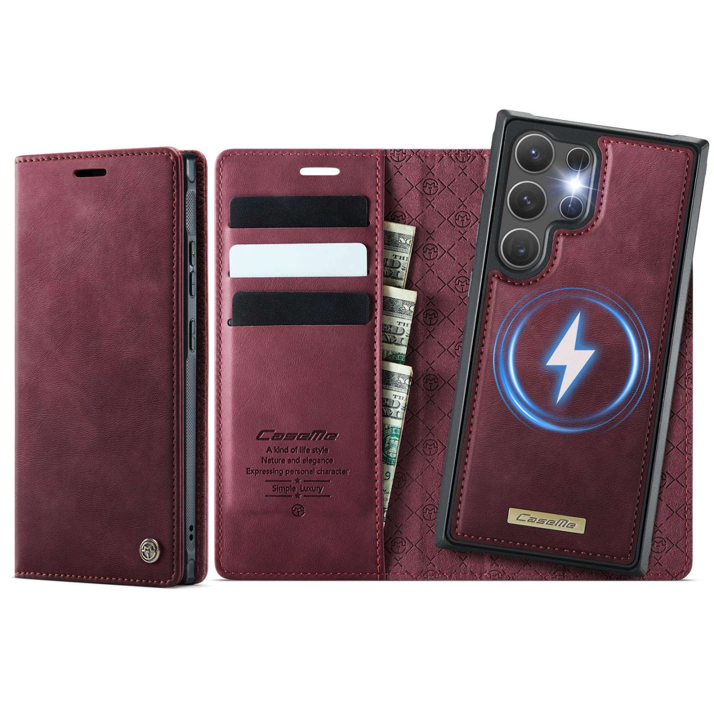 CASEME Til Samsung Galaxy S24 Ultra Lommebokdeksel Magnetisk Avtakbar RFID Beskyttelse