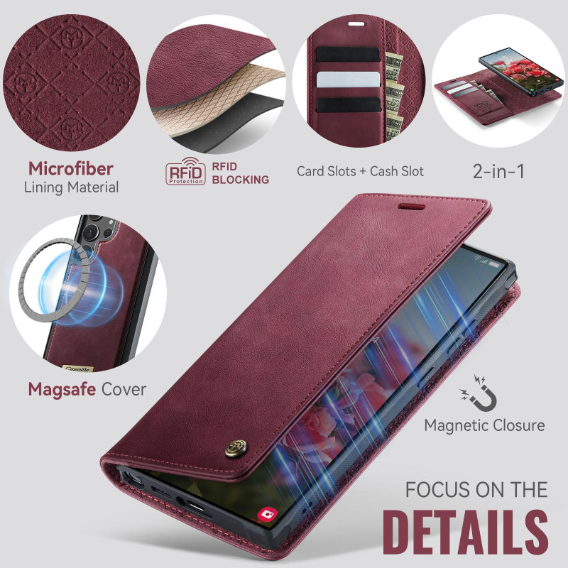 CASEME Til Samsung Galaxy S24 Ultra Lommebokdeksel Magnetisk Avtakbar RFID Beskyttelse