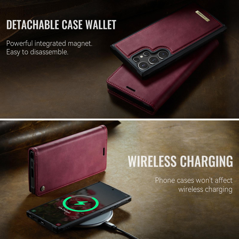 CASEME Til Samsung Galaxy S24 Ultra Lommebokdeksel Magnetisk Avtakbar RFID Beskyttelse