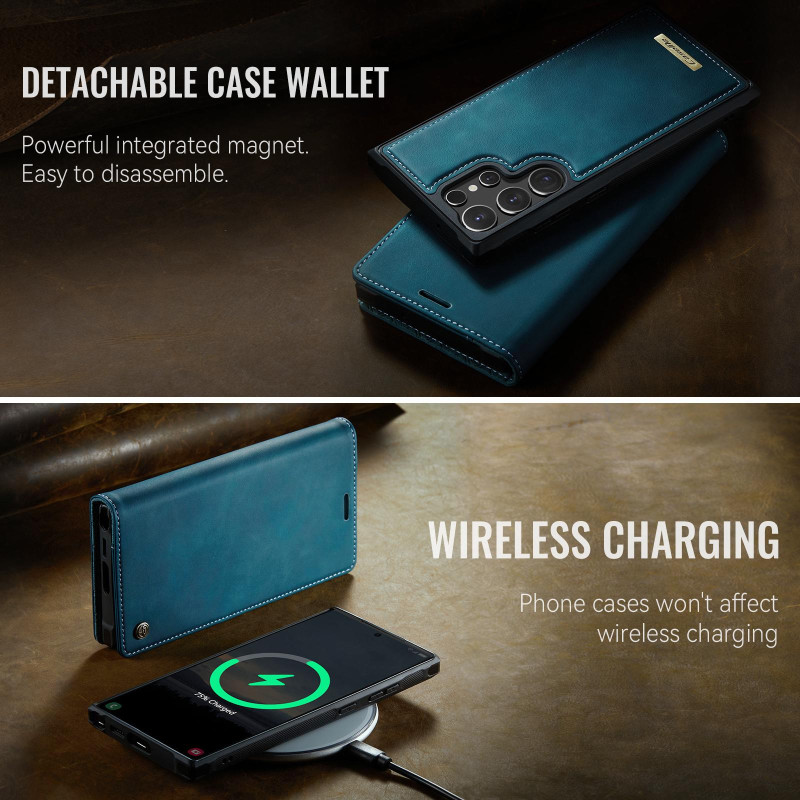 CASEME Til Samsung Galaxy S24 Ultra Lommebokdeksel Magnetisk Avtakbar RFID Beskyttelse