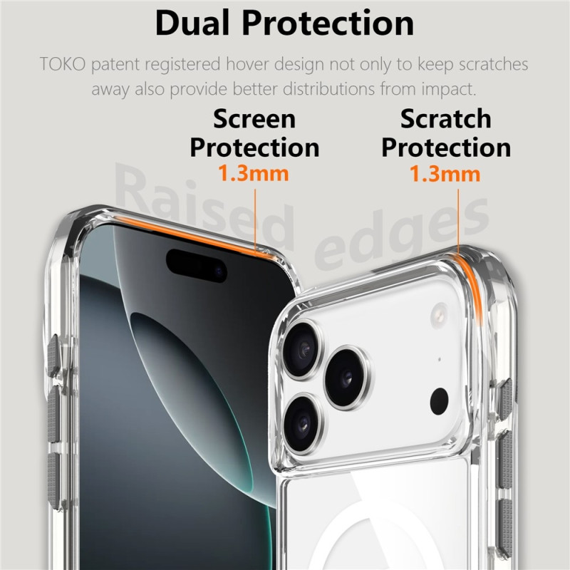 MagSafe Compatible TPU + PC Crystal Clear Phone Case For iPhone 17 Pro