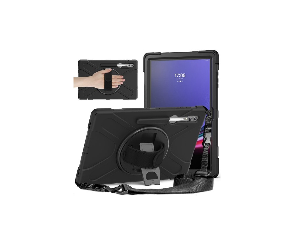 Till Samsung Galaxy Tab S10 Ultra / S9 Ultra / S8 Ultra Heavy Duty Armor skal med axelrem