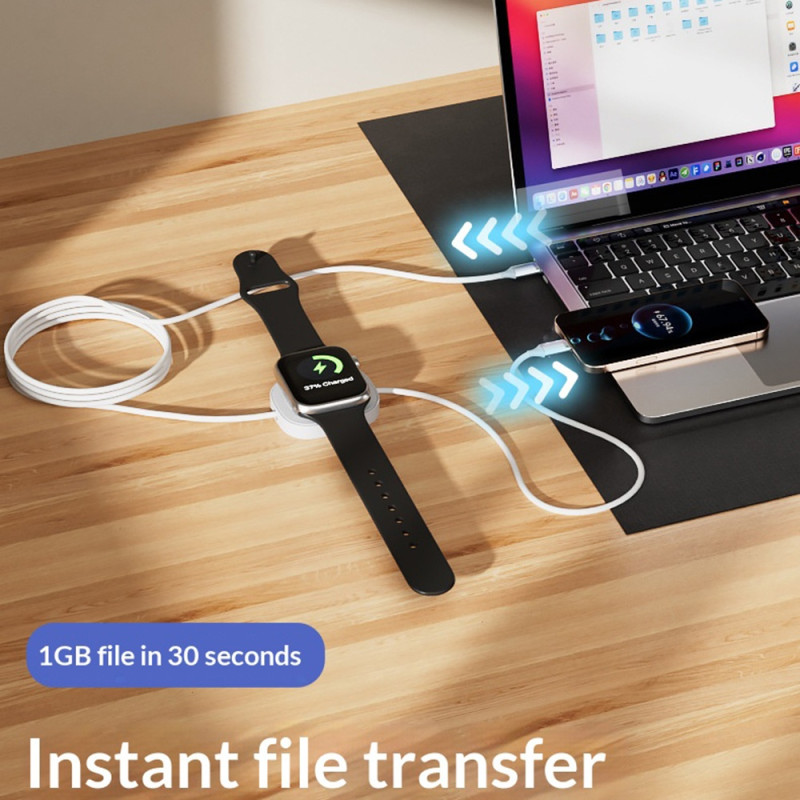 1,2 m 2-i-1 USB-C ladekabel iPhone/A Watch 100 W magnetisk trådløs lader