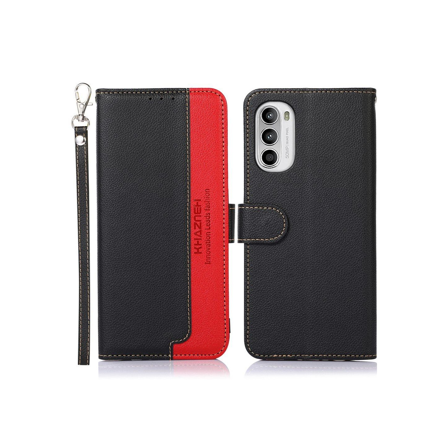 KHAZNEH puhelimen kansi Motorola Moto G52 - musta/punainen