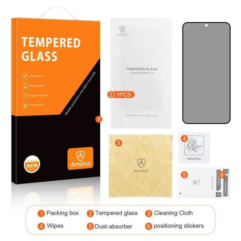 AMORUS for Oppo Find X9 Ultra 5G Privacy Screen Protector Full Coverage High Aluminium Silicon Glass