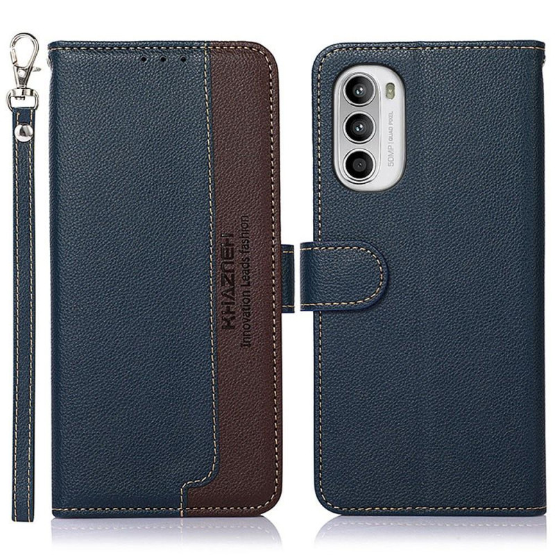 KHAZNEH Phone Cover for Motorola Moto G52 - Blue/Brown
