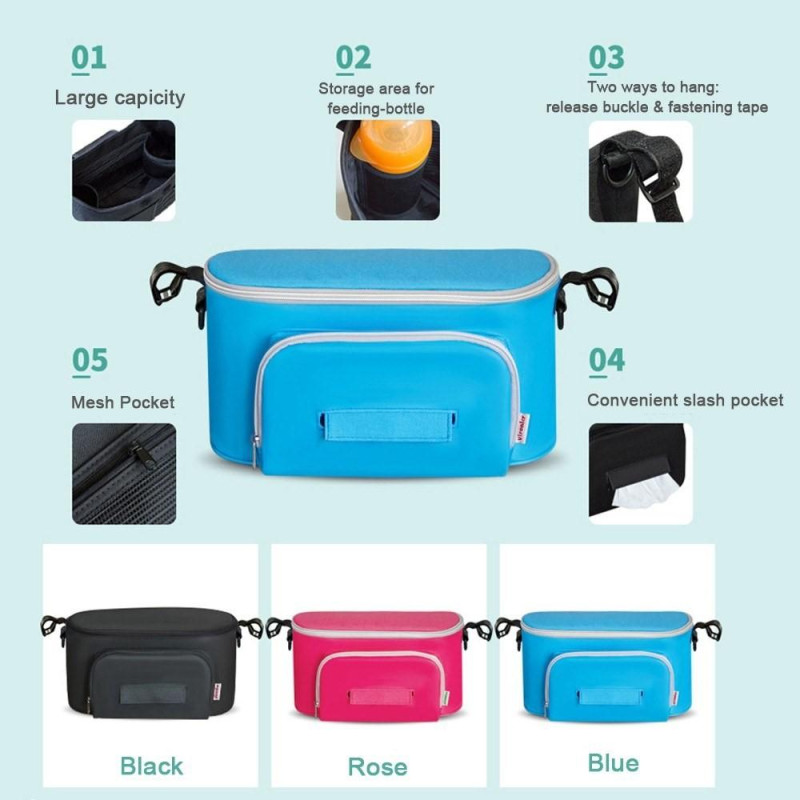 Lastenrattaiden laukun järjestäjälaukku Mama Carriage Buggy Pram Cart Basket Hook - reppu