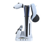 IPLAY för Sony PS5 Slim Digital / Disc Edition Kylställ Dual Controller Laddningsstation Headsethängare