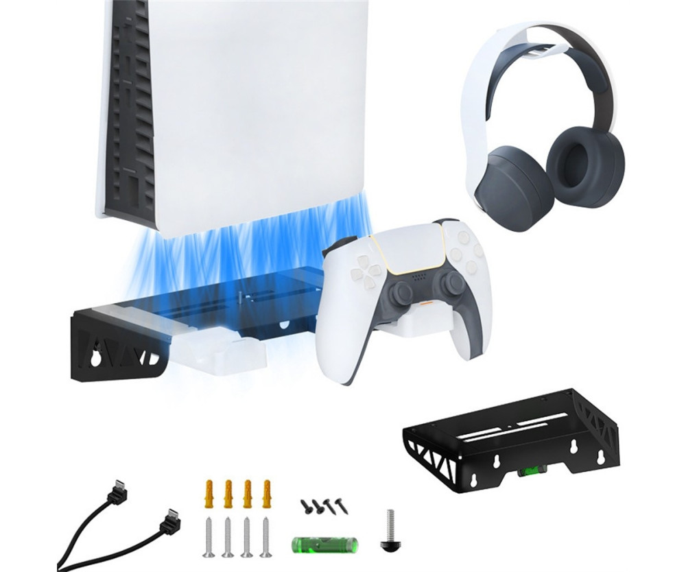 IPLAY För Sony PS5 Slim / Playstation 5 Väggfäste Lagringsställ Controller Laddstation Headsethållare