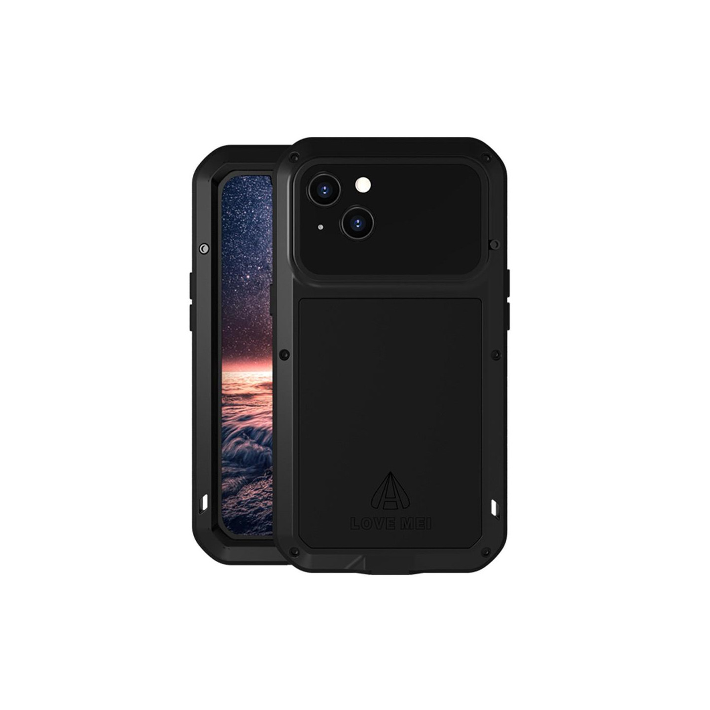 iPhone 13 LOVE MEI Kraftig stødsikker etui metal+silikone+hærdet glas