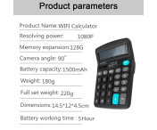 WiFi-kalkylator Dold kamera HD 4K Mini Cam Support 128GB TF-kort (TF-kort ingår inte)